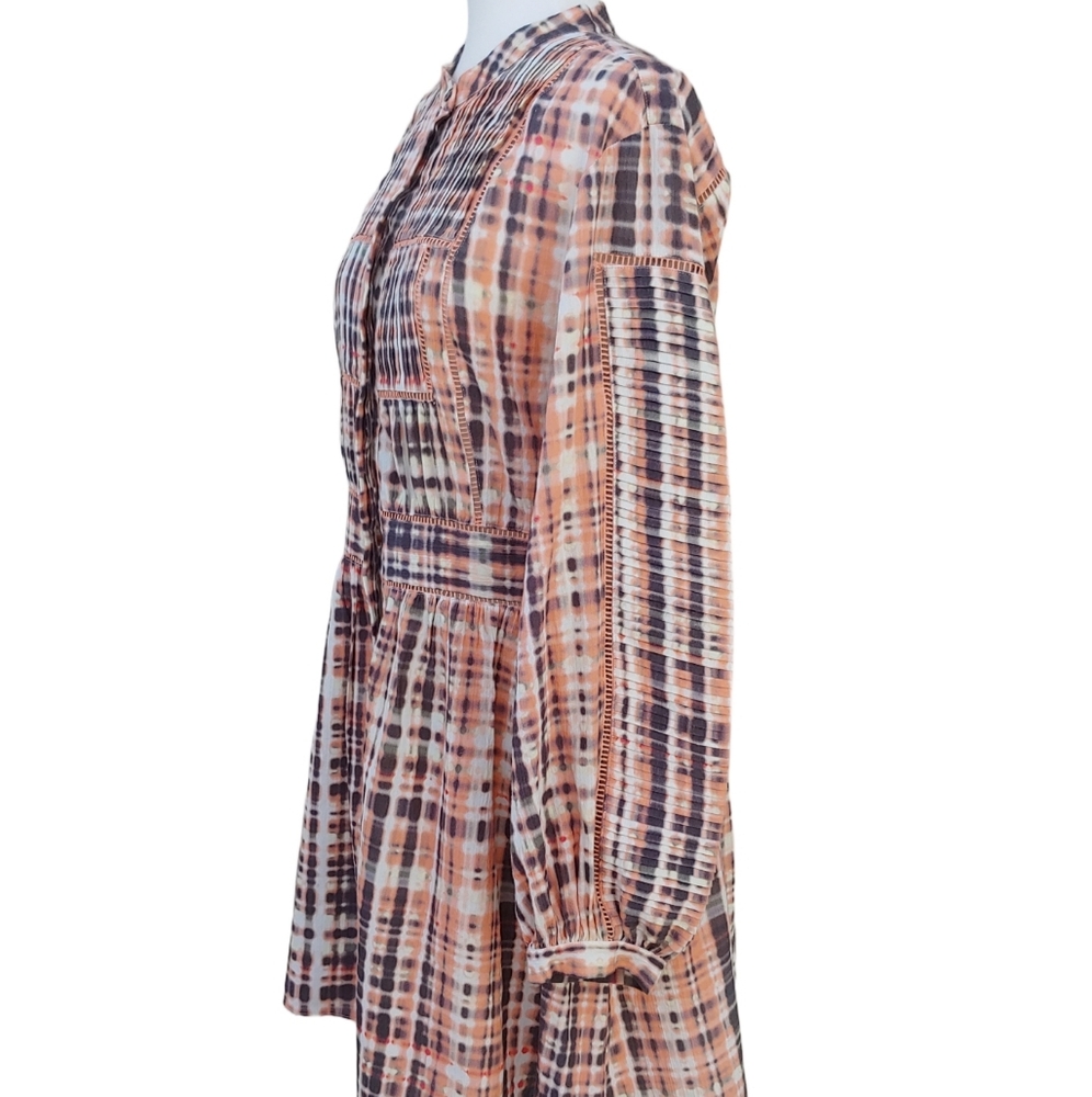 Joie Charmesse Women's Button Front Long Sleeve Dress in Expresso Multi NWT - Picture 3 of 15